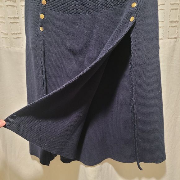 G.I.L.L. Navy Blue Sweater Cape Poncho  Gold Brass Button XS Nautical Minimalist - Picture 3 of 8